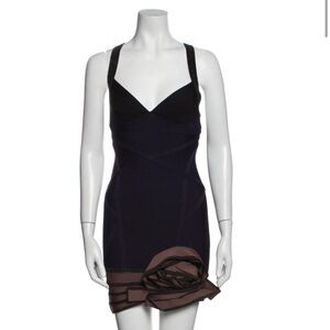 Herve Leger V-Neck Mini Dress New w Tags